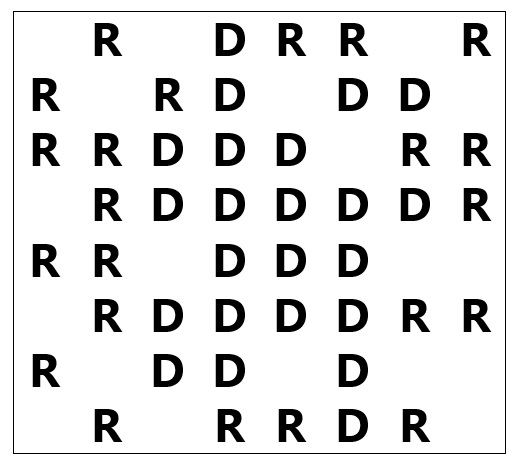 This map has 23 D’s and 22 R’s.