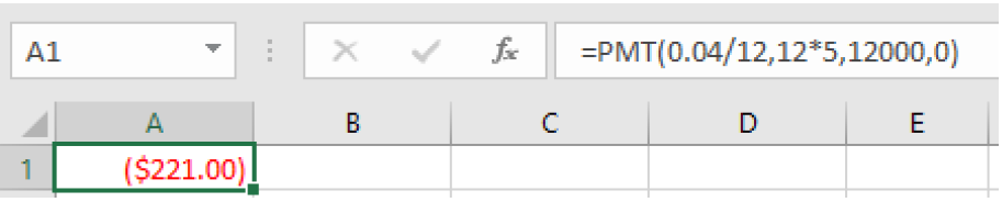 An image of the spreadsheet showing the formula used and the result.