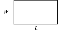 A rectangle with the width labeled W and the length labeled L.